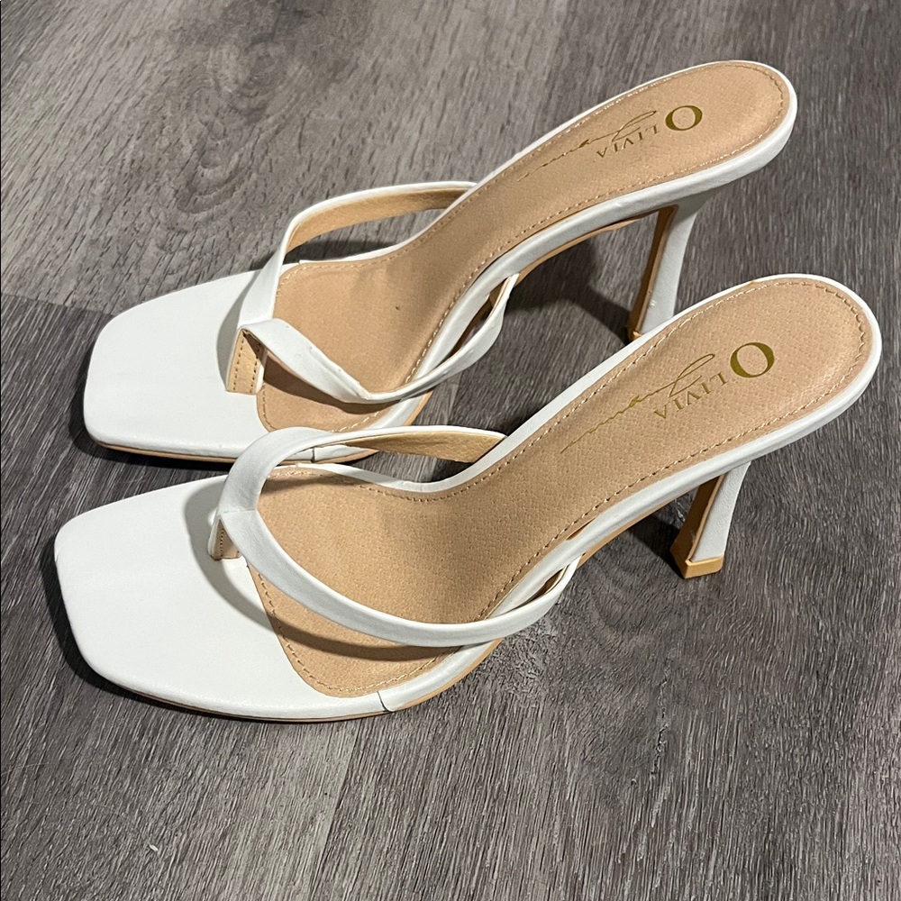Elegant White Strappy Kitten Heels